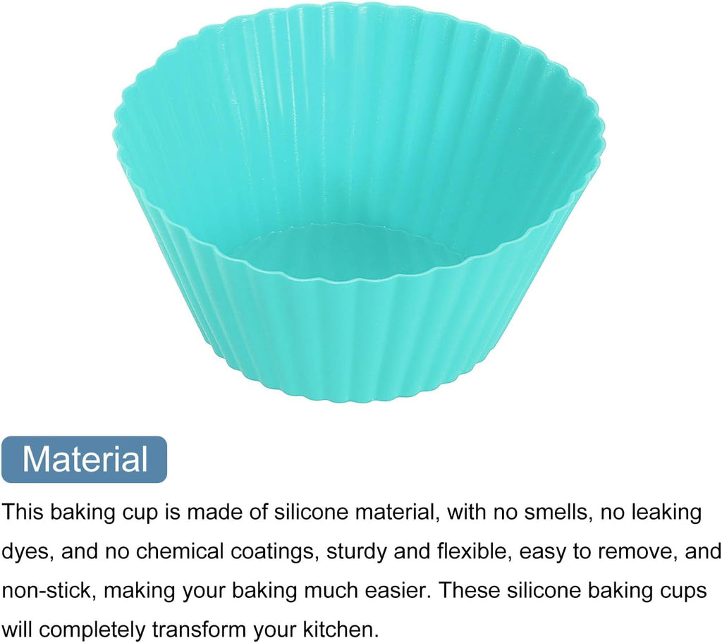 uxcell 36Pcs Silicone Cupcake Liners, Non-Stick Baking Cups, for Cooking Eggs, Baking Muffins and Make a Cake(Mint Green)