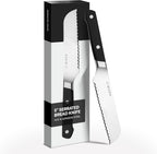 Misen Serrated Bread Knife – High-Carbon Japanese AUS8 Steel – Effortless Slicing of Bread, Pastries, and Fruits – Razor-Sharp Edge and Durable Blade with Ergonomic Handle - 5", Black
