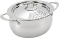 Bialetti 6-Quart Nonstick Aluminum Pasta Pot with Strainer Lid and Handles, PFOA-Free Nonstick Oval Cooking Pot and Lid, Silver