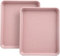 Toaster Oven Pans Set of 2, Shinsin 11-Inch Nonstick Baking Sheet Pans and Trays, 1/8 Thicker Replacement Small Baking Tray Accessories for Cookie, Non Toxic and Easy Clean and Diswasher Safe, Pink
