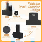 10 Pack 2 Cup Disposable Drink Carrier with Handle Paperboard Coffee Cup Holder Portable for Hot Cold Drinks Food Delivery Services with Heart Card for Teacher Appreciation Week Mother's Day