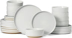 Famiware Milkyway Dinnerware Sets, 24 Piece Dish Set, Plates and Bowls Sets for 8, White