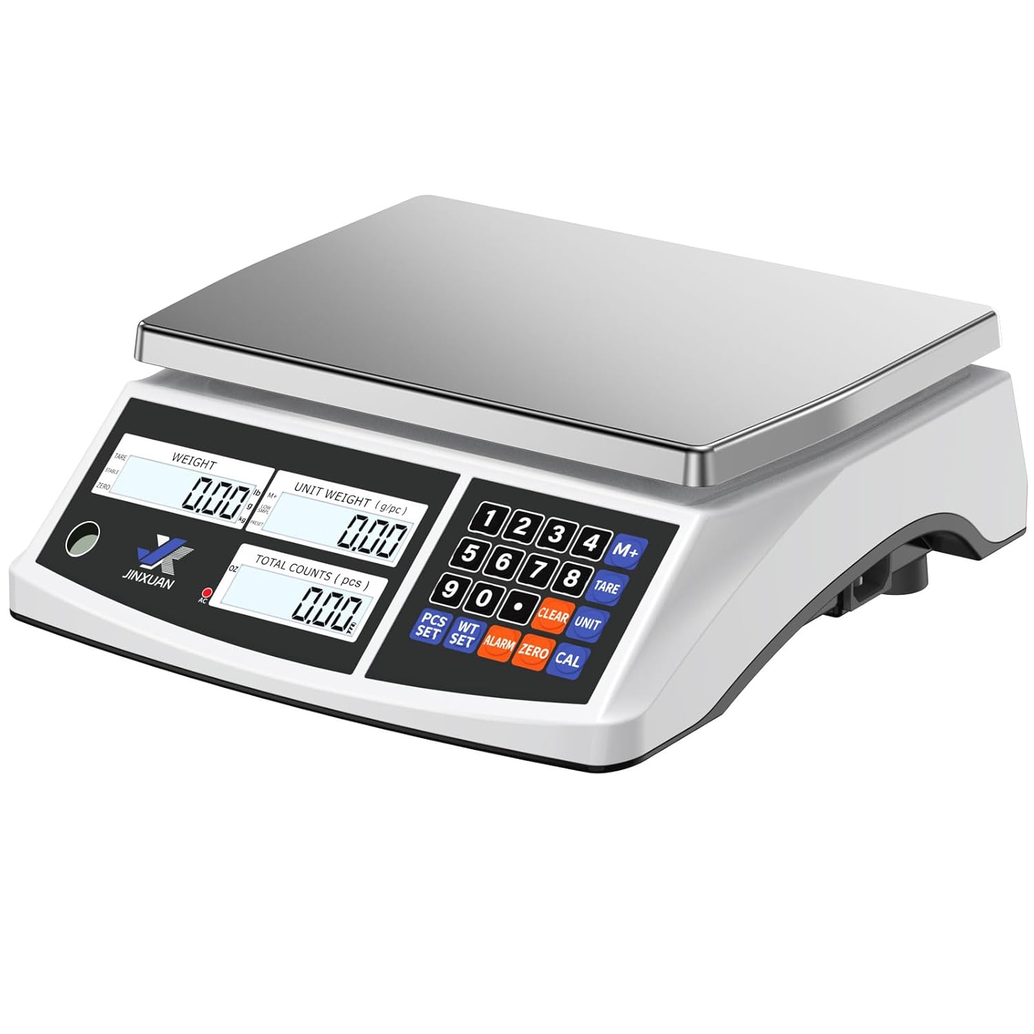 Industrial Counting Scale Digital Bench Scale lb/g/kg/oz Electronic Inventory Scale for Small Parts and Coins, 33lb/15kg Capacity Price Scale Gram Scale with Stainless Steel Platform LCD Display, 0.1g