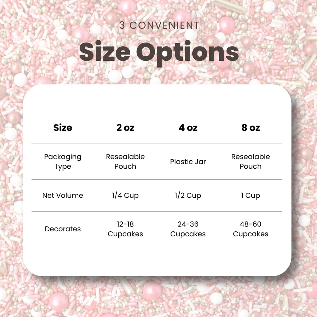 Sprinkle Pop Vintage Rose Gold Sprinkle Mix| Blush White Rose Gold Sprinkles with Gold Dragees| Sprinkles Made in USA for Decorating Wedding Bridal Shower Valentines Day Cakes Cookies Cupcakes, 2oz