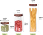 Glass Canisters Set of 5 for the kitchen, Glass Storage Container jars with Airtight Acacia Lid for Coffee Beans, Flour, Sugar, Rice and Spaghetti and etc