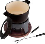 Swissmar Sierra Cast Iron Fondue Set, 1.6 Quart / 1.6 Liter – Perfect for Meat, Cheese, & Chocolate Fondues – Ideal for Family Bonding & Hosting Gifts - 12-Pieces, Metallic Black