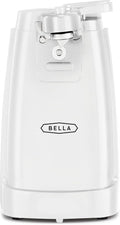 BELLA Electric Can Opener and Knife Sharpener, Multifunctional Jar and Bottle Opener with Removable Cutting Lever and Cord Storage, Stainless Steel Blade, White