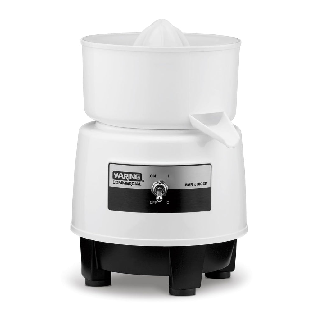 Waring Commercial BJ120C Compact Citrus Juicer, 120V, 5-15 Phase Plug,White, 34 Ounce
