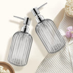Kitchen Soap Dispenser - 2 Pack 14 Oz, Transparent Bottle for Hand, Dish Soap or Lotion (Dark Grey)