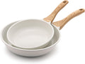 SENSARTE Nonstick Frying Pan Skillets, White Ceramic Coating Omelette Pans, Healthy Cookware Chef's Pan, Free of Intentionally Added PTFE & PFAS (8+10 Inch)