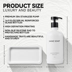 Glass Kitchen Soap Dispenser Set with Ceramic Tray,16.9 floz Hand and Dish Soap Dispenser for Kitchen and Bathroom Decor,White and Black Kitchen Accessories(White Bottles+Black Bottles)