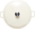 Amazon Basics Enameled Cast Iron Covered Round Casserole Skillet with Lid for Oven, 3.3-Quart, White