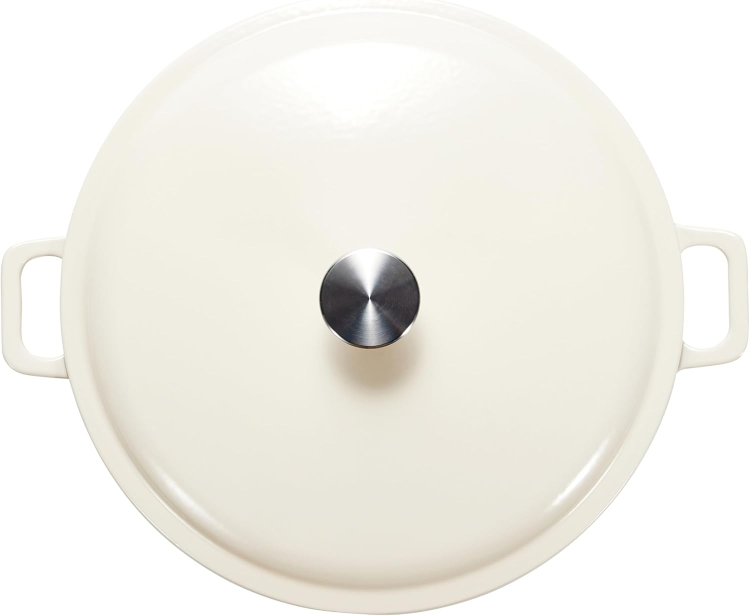 Amazon Basics Enameled Cast Iron Covered Round Casserole Skillet with Lid for Oven, 3.3-Quart, White