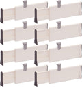 Set of 8 Adjustable Drawer Dividers Organizer Separators Plastic Dresser Organizer for Bedroom, Bathroom, Closet, Office Desk, Kitchen Storage