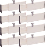 Set of 8 Adjustable Drawer Dividers Organizer Separators Plastic Dresser Organizer for Bedroom, Bathroom, Closet, Office Desk, Kitchen Storage