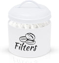 Coffee Filter Holder with Metal Lid – Coffee Filter Container for Countertop – Modern Organizer for Cone Filters – Coffe Bar Accessory for Kitchen Decor (white)