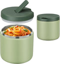19oz Insulated Vacuum Food Jar with Buckle Lid Wide Mouth Soup Thermo for Hot Food Kids Leakproof Stainless Steel Lunch Container- Green-1Pack