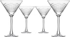Rolf Glass Cyclone 10 Ounce Martini Glasses | Set of 4 Stemmed Cocktail Glasses | Proudly Made in the USA | Large Engraved Martini Glasses | Lead-Free Glass