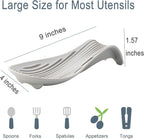 Stove Top Spoon Rest - Heat Resistant & Non-Slip Silicone Holder for Kitchen Counter, Large Cooking Utensil Res (Light Gray)