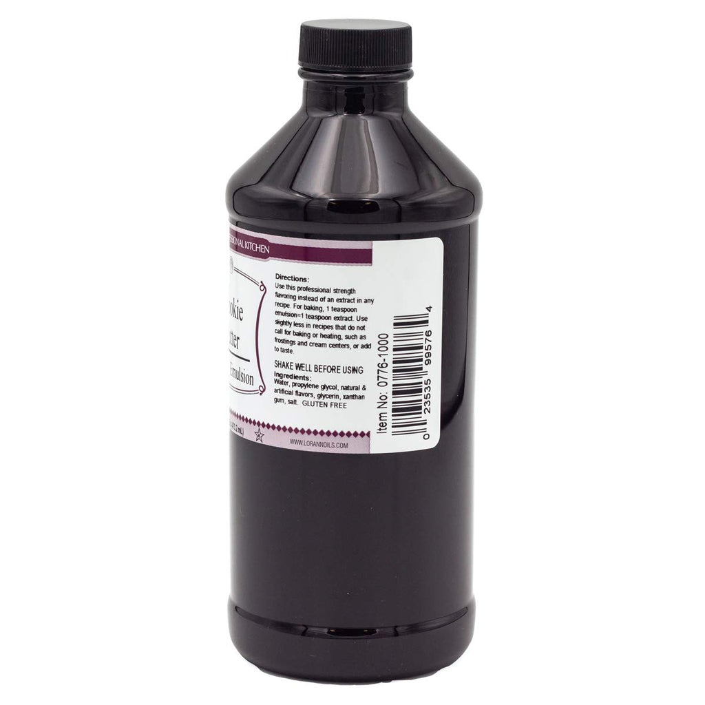 LorAnn Oils Cookie Butter Bakery Emulsion: True Essence, Ideal for Boosting Fruit Tones in Cakes, Cookies & Desserts, Gluten-Free, Keto-Friendly, Extract Substitute Essential for Your Kitchen, 16 Oz