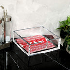 IEEK Acrylic Luncheon Napkin Holder,Decorative Napkin Tray for Dining Table and Kitchen,Clear Flat Napkin Holders Tissue Dispenser,7.1 x 7.1 x 2.6 inches
