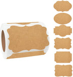 Dark Kraft Labels Stickers, 250 PCS 3" x 2" Fancy Shape Stickers Labels for Storage Box or Food Jars Holiday Present Stickers Christmas Gift Tags