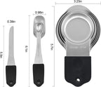 Magnetic Measuring Cups Set, 7 Pieces 18/8 Stainless Steel Stackable Nesting Heavy Duty Metal Measure Cups, Color Silicone Handle Kitchen Tools for Dry and Liquid Ingredients (14, Black)