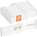 Lifewit 12 Pack Drawer Dividers 4" High, 10.5-16.5" Dresser Drawer Divider, Adjustable Drawer Organizers for Clothes, Plastic Drawers Separators for Dresser, Bedroom, Bathroom, Kitchen, Office