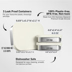 Flexibento - Leak proof Stainless Steel Lunch Box | Lunch Containers| Steel Bento Box |Sandwich Containers| Snack Containers |Metal lunch Box |Vanilla| 1 * 27 OZ+2 * 6.5 OZ|SIlicone lids