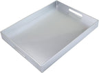 Spsyrine Silver Plastic Serving Tray for Ottoman, Coffee Table, Rectangle Decorative Tray for Entertaining, Outdoor, Living Room, Home Decor
