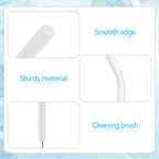 12 Pcs Reusable Glass Straws 8"x 8 mm Bent Glass Drinking Straws with Cleaning Brush for Tea, Smoothies, Milkshakes, Juices,Beverages(White jade)