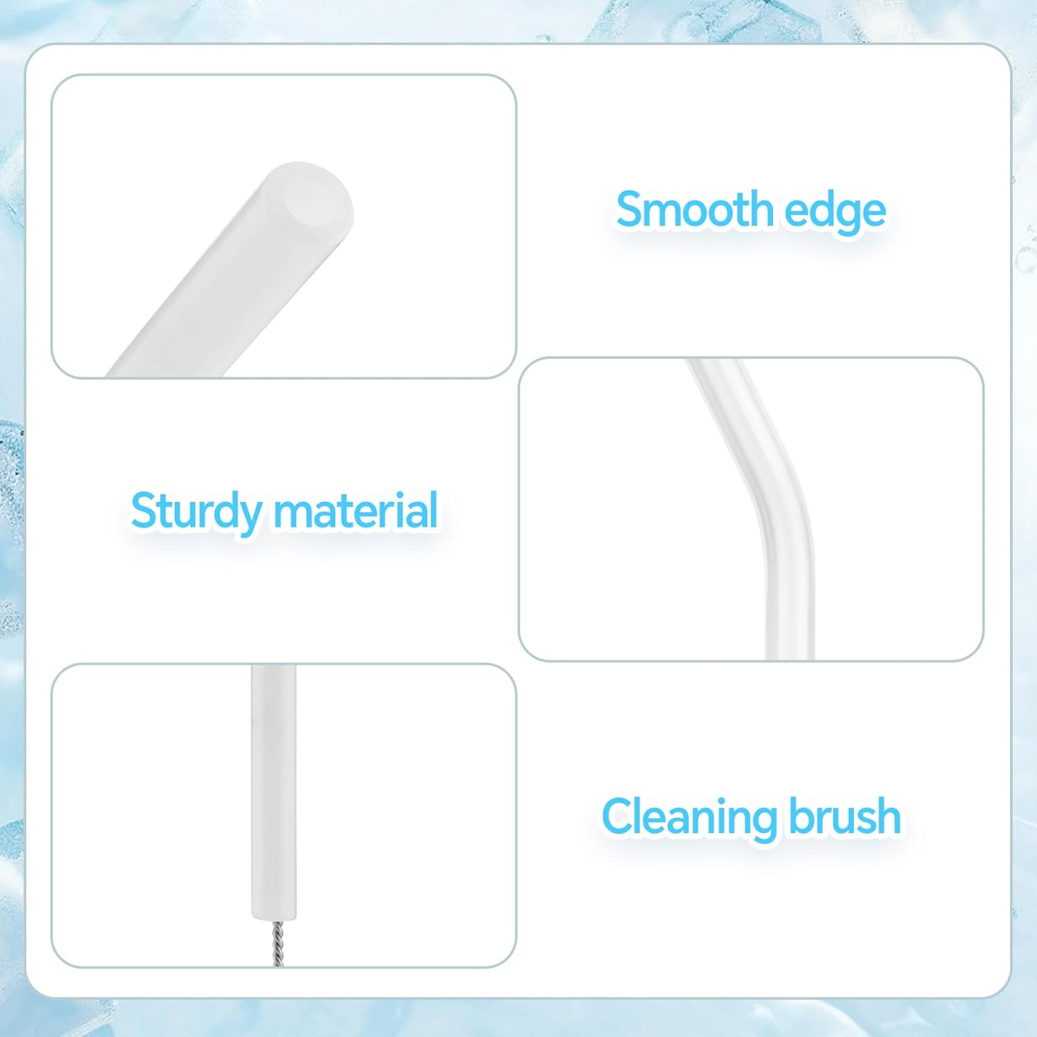 12 Pcs Reusable Glass Straws 8"x 8 mm Bent Glass Drinking Straws with Cleaning Brush for Tea, Smoothies, Milkshakes, Juices,Beverages(White jade)