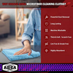 AIDEA Microfiber Cleaning Cloth Blue 20PK, Microfiber Towels for Cars, Premium Car Cloths, Dusting Cloth Lint Free Cleaning Rags for SUVs, House, Kitchen, Window, Workshops,12×12"
