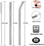 12" Stainless Steel Straws Replacement for Stanley Adventure Quencher 40 oz 30 oz Cup Tumbler, 4 Pack Metal Straws Reusable with Cleaning Brush for Stanley 40 oz & Simple Modern Tumbler with Handle