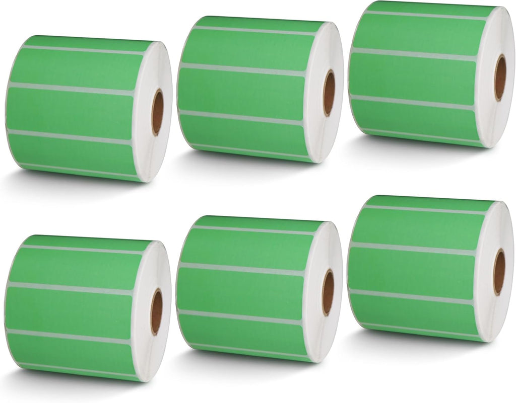 BETCKEY - 3" x 1" UPC Barcode & Address Labels Compatible with Zebra & Rollo Label Printer,Premium Adhesive & Perforated[Green, 6 Rolls, 8250 Labels]