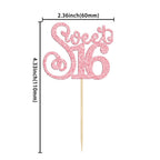 Gyufise 24 Pack Happy Sweet 16 Cupcake Toppers Glitter Sixteen 16th Birthday Cupcake Picks Cheers to 16 Years Old Cupcake Decorations for 16th Birthday Anniversary Party Cake Decorations Supplies Pink
