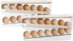 Longzhuo Egg Holder for Fridge, 2 Pcs 2 Layers Auto Rolling Egg Organizer for Refrigerator, for Refrigerator, Countertop, Pantry Organizers and Storage, Clear