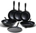 Alva Energy 6-Piece Ceramic Nonstick Frying Pan Set, PFAS/PTFE-Free – 8", 9.5", 11" Fry Pans, 12" Wok + 11" Crepe Pan, Stay-Cool Handles, Induction & Gas Compatible, Lightweight & Dishwasher Safe