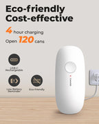 Ultrablde SE - USB Rechargeable Electric Can Opener for Kitchen for Seniors with Arthritis- Cordless Battery Powered Automatic, Side Cut, Smooth Edge, Handsfree, for Small or Large Cans, White