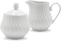 Sugar and Creamer Set - Porcelain Sugar and Creamer Vintage Tea Set with Gold Trims & Embossed Swirls - Exquisite Fine China Tea Set for Parties & Celebrations - Imperial Gold Set by Lynns