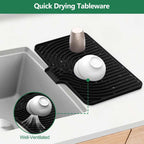 GUUKIN Silicone Dish Drying Mat,17.7" x 11.8 " Drying Matt Kitchen Counter, Dish Drying Rack Mat, Easy Clean Pad for Countertop Protection, Multi-Functional Use, Not applicable Bumps up sink (Black)