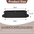 Weber Traveler Griddle Plate, Cast Iron, Black, Rectangular, 24.5'L x 11.5'W x 2'H, Fit for Weber Traveler Grills 9010001 9020001 9030001 9013001 9011701, Replacement Part 7034, with Carry Bag