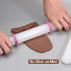 HARFINGTON 2pcs Fondant Rolling Pin 12 Inch x 1.38 Inch Adjustable Guide Rings Non-Stick PP Plastic Fondant Roller Dough Roller Kitchen Decorating Tools for Cookie Pastry Pizza Clay