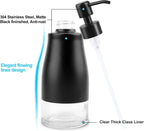 Soap Dispenser with Non-Slip Silicone Pad, 2 Pack Kitchen Dish Refillable Liquid Dispensers, Matte Black Hand Soap Dispenser for Bathroom, Stainless Steel Case Glass Liner Hand Pump Dispensers