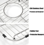 Orgneas Sink Protectors for Kitchen Sink, Universal Double Bowl Sink Bottom Grid 13.2"x11.6"x1.25", 304 Premium Stainless Steel Kitchen Sink Protector Grid Sink Grate Rack Centered Drain 2 Packs
