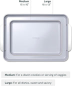 Caraway Non-Stick Ceramic Baking Sheet Duo - Naturally Slick Ceramic Coating - Non-Toxic, PTFE & PFOA Free - 18 x 13" Large & 15 x 10" Medium - Cream