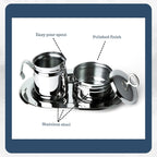 Regent OVATION Stainless Steel Sugar and Creamer Set on Tray Creamer and Sugar Bowl Set Stainless Steel Latte Milk Cup Cream Jug and Sugar Bowl Tray for Coffee Serving Set Frothing Milk