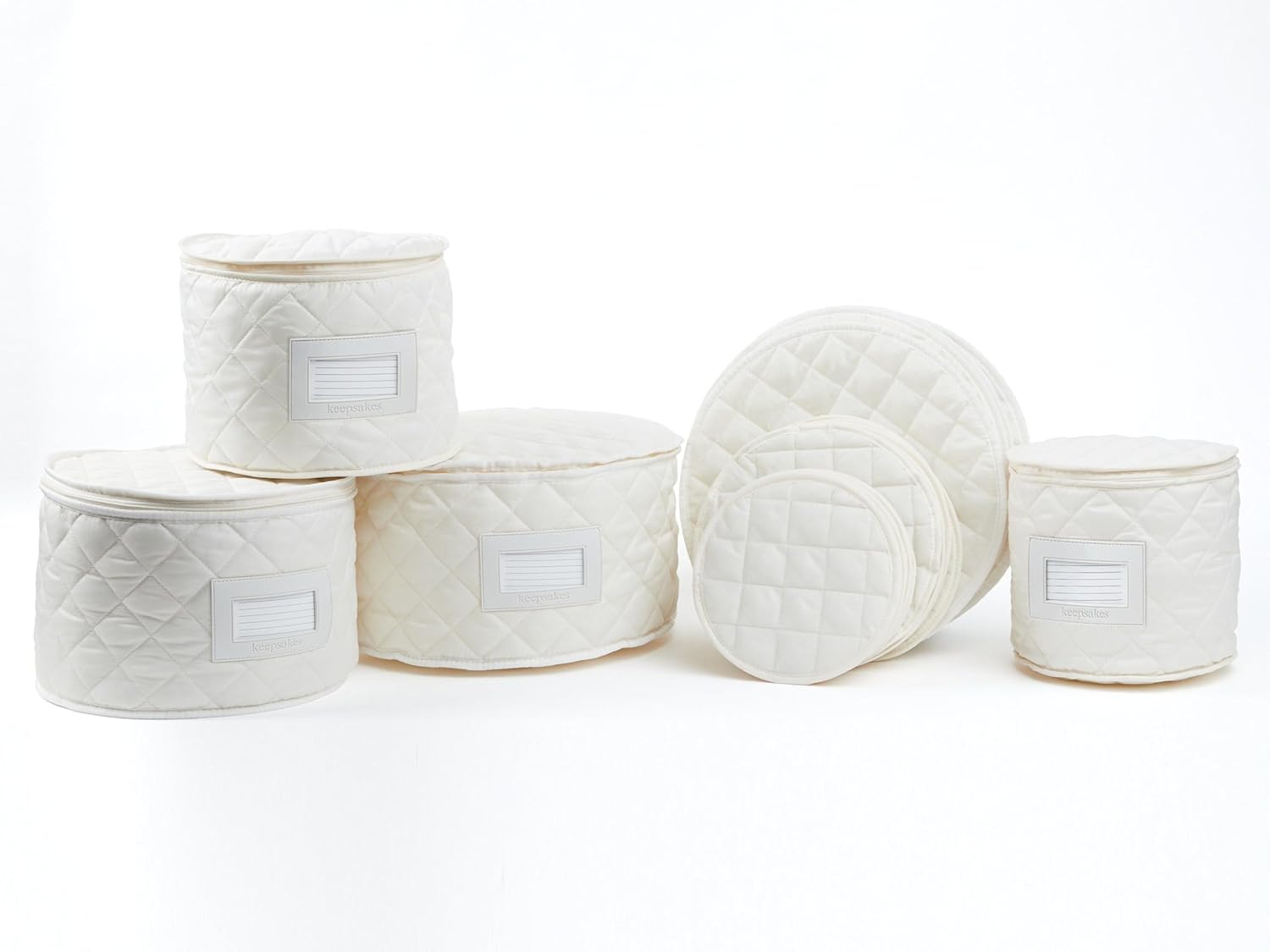 Covermates Keepsakes - Dish Storage Set - Padded Protection - ID Window - Stain Resistant - Machine Washable - China Storage, Cream