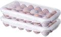 XBY-US 2 Pack Covered Egg Holders For Refrigerator, Plastic Storage Container/ Deviled Egg Tray Carrier with Lid Fits 18X2 Eggs(36 Eggs)