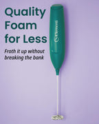 Elementi Powerful Matcha Whisk – Lightweight Matcha Frother Wand & Drink Mixer Handheld, High Speed Mini Whisk for Tea & More, Coffee Mixer Wand, Milk Frother Handheld (Emerald Green)